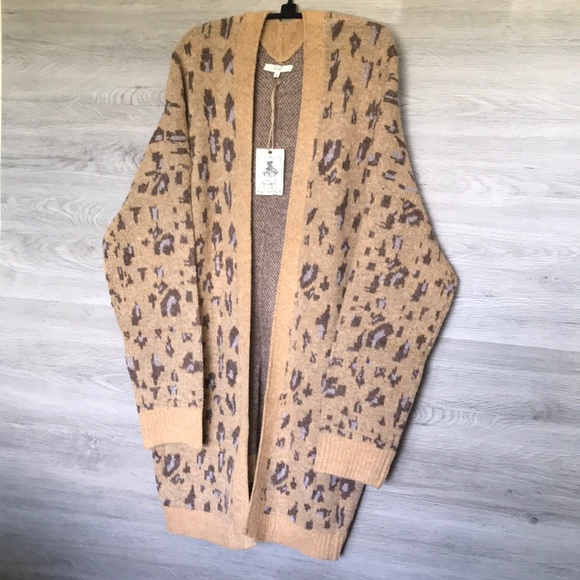 Women’s Open Front Animal Print Cardigan, Plus - Picture 2 of 4